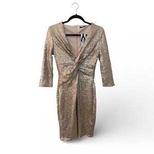 TFNC London Rose Gold Sequin Dress – Size Medium – Feminine Glam Y2K Glam NWT